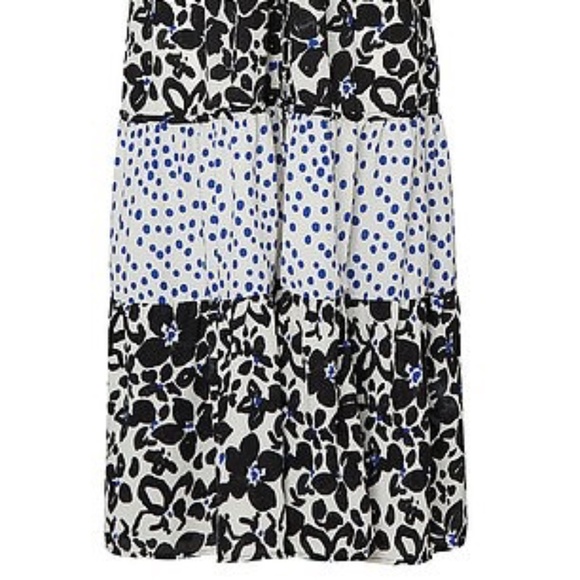LOVE, WHIT by Whitney Port Dress - Black, White, Blue V-Neck Floral Puff Sleeve - Picture 5 of 5